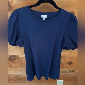 Blue ruffle sleeve top